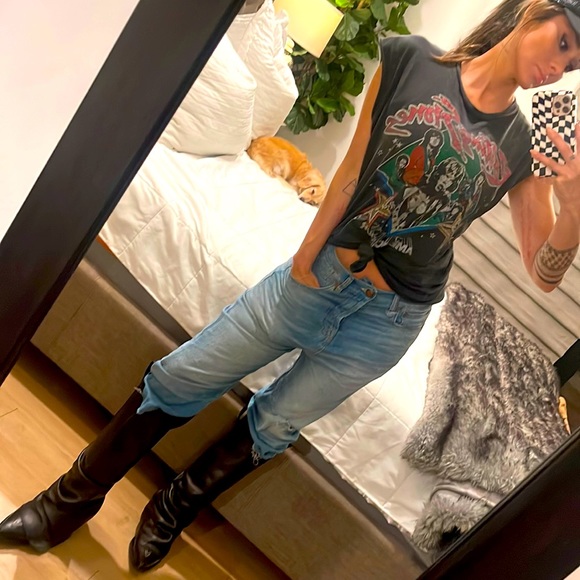 R13 drop crotch cropped distressed jeans sz 25 - Picture 3 of 11